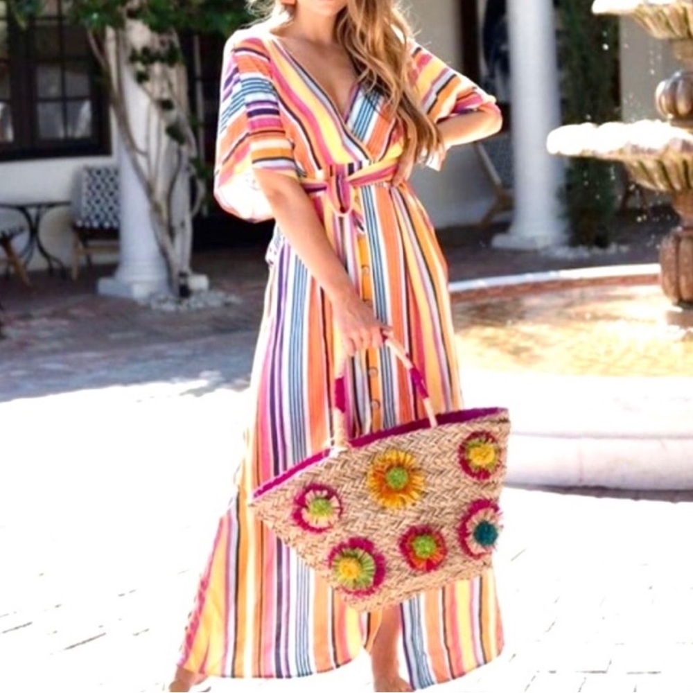 NWT Francesca’s Harper Heritage Alessia Women’s S Striped V Neck Maxi Dress